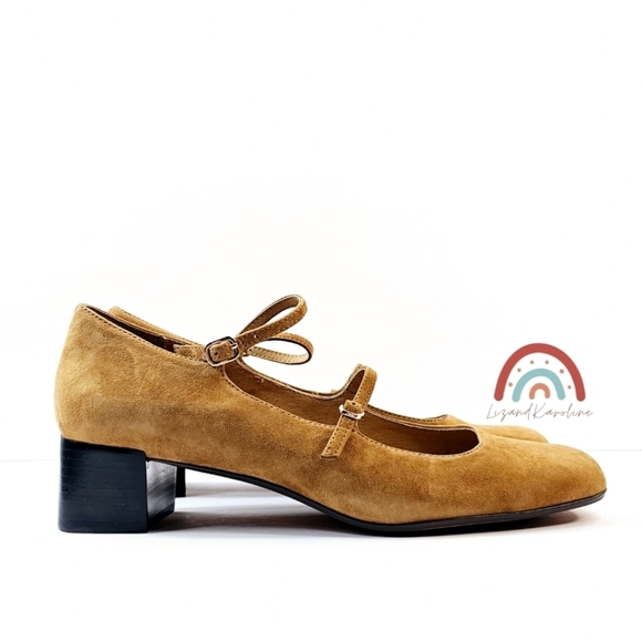 New! Madewell The Nettie Heeled Mary Jane in Glazed Walnut Leather Suede - Picture 4 of 16